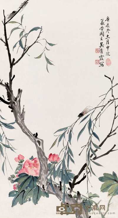 吴青霞 1940年作 柳蝉图 立轴 69×37.5cm